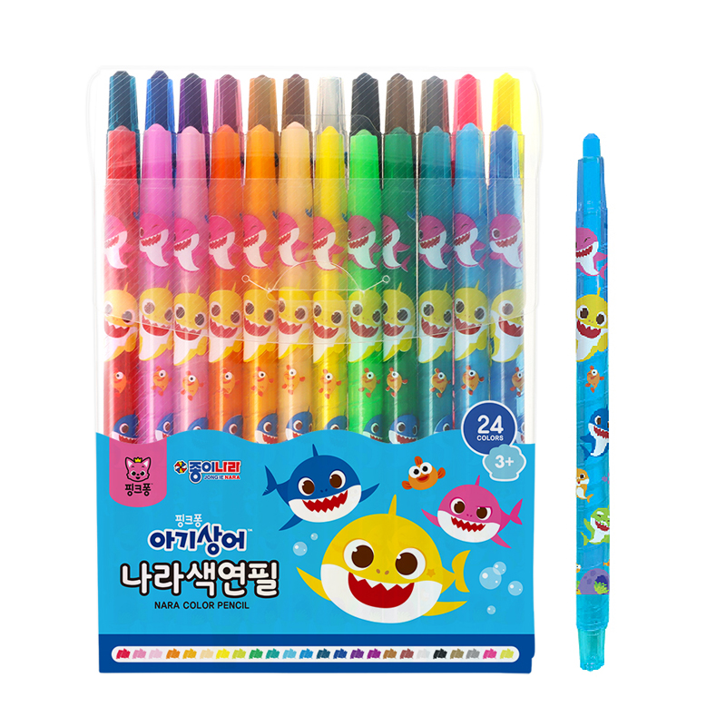 종이나라 핑크퐁 아기상어 나라색연필 24색
