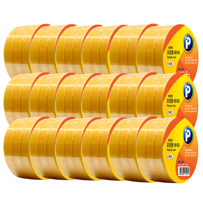 프린텍 포장용 테이프 투명 15mm*20m 3개입(P1520-3) 1box 18pcs