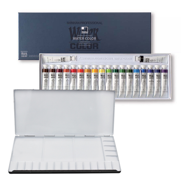 신한 전문가용 수채화물감 12ml 20색+20칸 파레트1개 세트