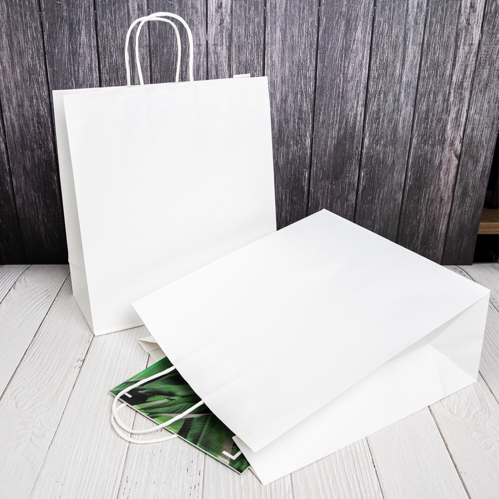 화이트 트위스트백 2호 무지 종이가방 쇼핑백 220x80x235mm