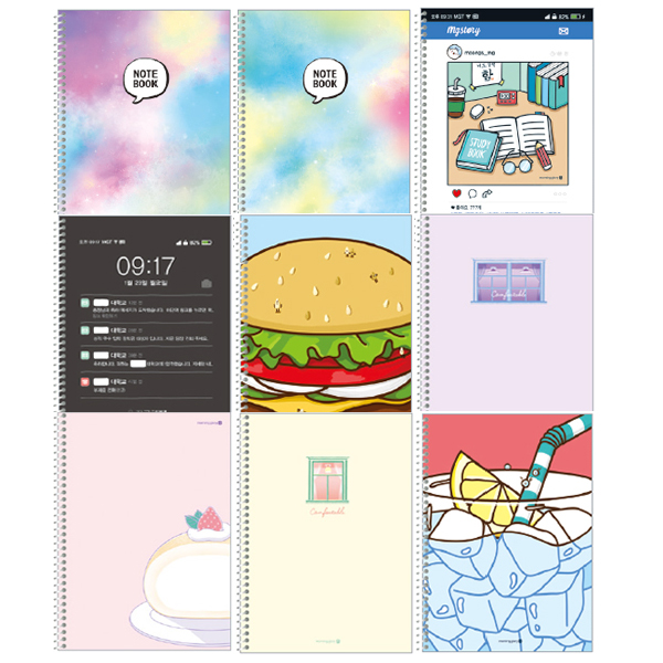 모닝글로리 1000 스프링노트 줄있는노트 sp 유선 무제 좌철 공책 연습장 5권입