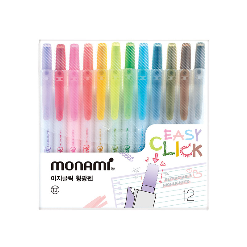 모나미 이지클릭 형광펜 12색 세트